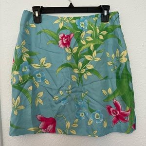 Boston Proper Floral Silk Mini Skirt